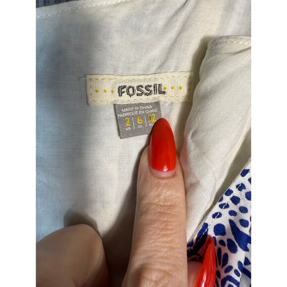 Fossil Blue & White Medallion Print Cotton Sundress | Size 2 - Picture 5 of 5